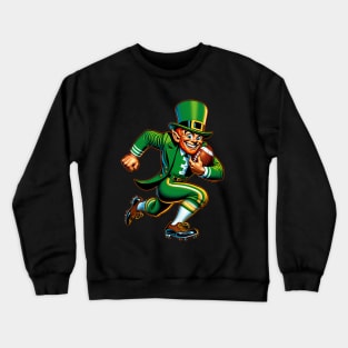 St Patrick's Day Retro Irish Leprechaun Football Player Crewneck Sweatshirt